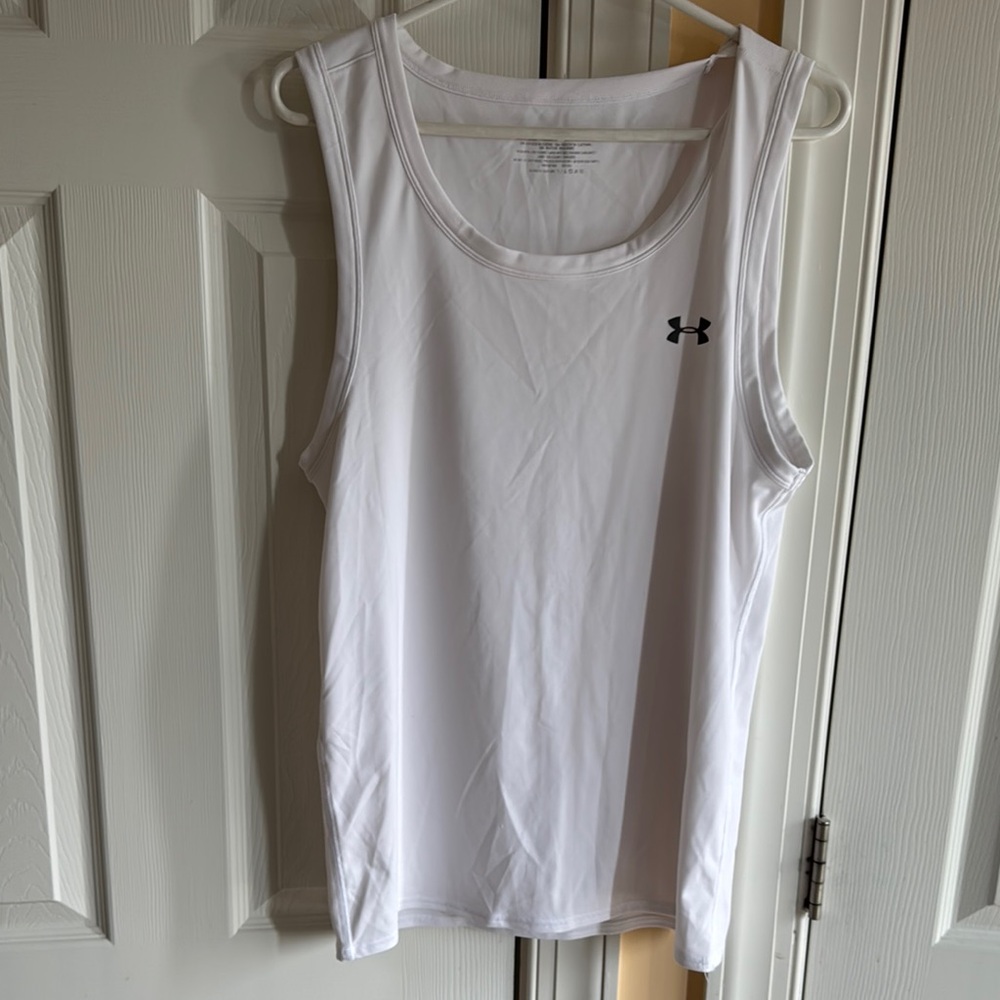 Under Armour White Relaxed Tank Top, XL/TG
